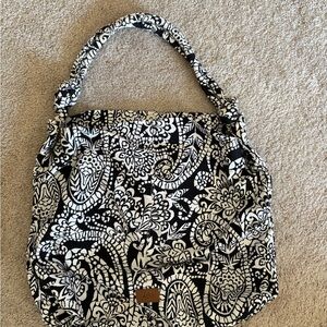 Aeropostale Black and White Floral Shoulder Bag 17” length 16w